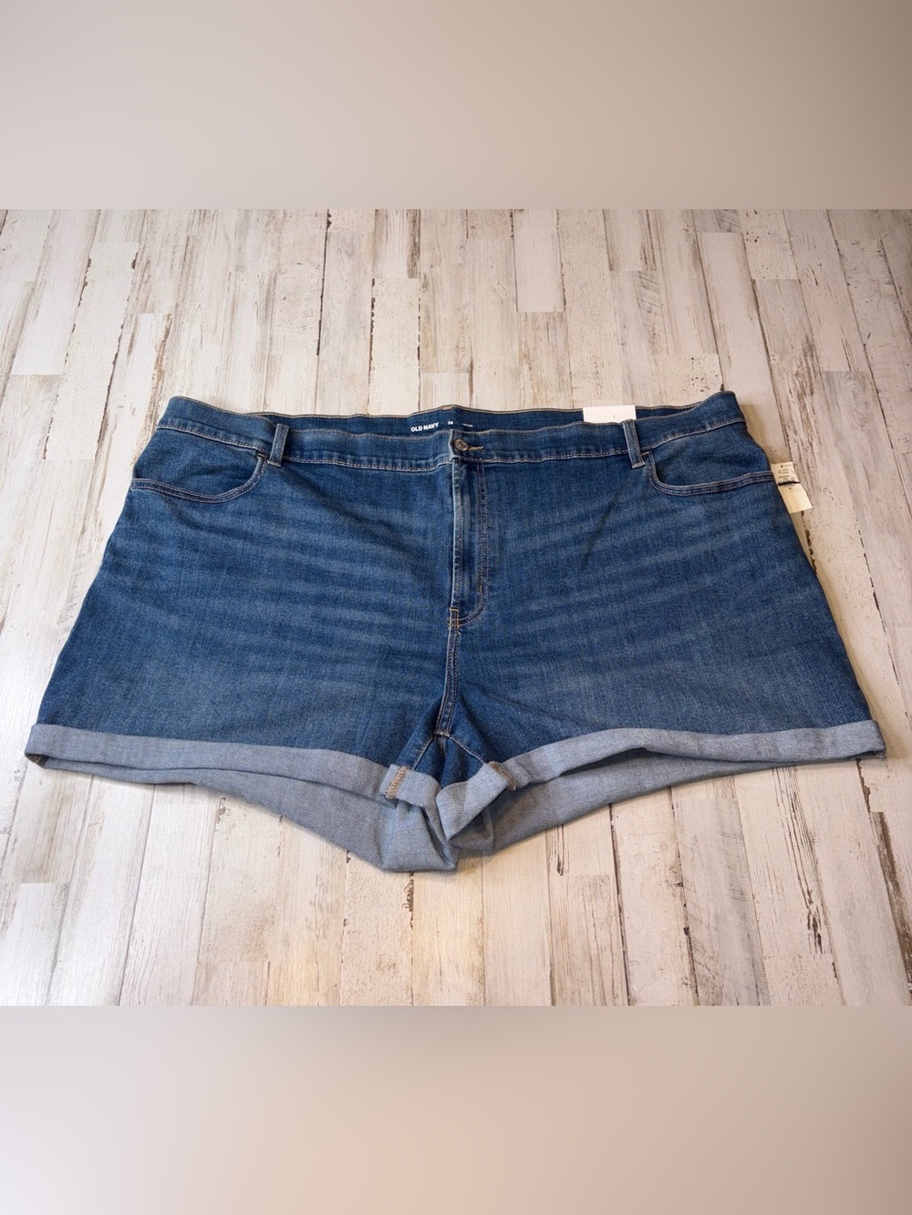 Old Navy Mid-rise Boyfriend Dark Blue Rolled Hem Denim Shorts Plus Size 26